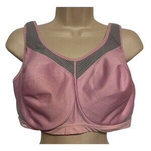 Glamorise Sport High Impact Bra Size 38F Full Figure 9066 Pink and Gray